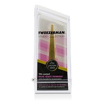 Tweezerman ミニスラントピンセット超精密（錫コーティング）（スタジオコレクション） (Mini Slant Tweezer Ultra Precision (Tin Coated) (Studio Collection))
