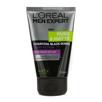 LOreal メンズエキスパートピュア＆マットチャコールブラックスクラブ (Men Expert Pure & Matte Charcoal Black Scrub)