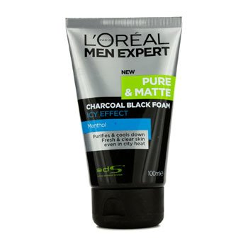 LOreal メンズエキスパートピュア＆マットアイシーエフェクトチャコールブラックフォーム (Men Expert Pure & Matte Icy Effect Charcoal Black Foam)