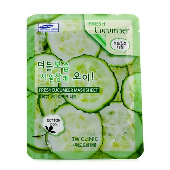 3W Clinic マスクシート-新鮮なキュウリ (Mask Sheet - Fresh Cucumber)