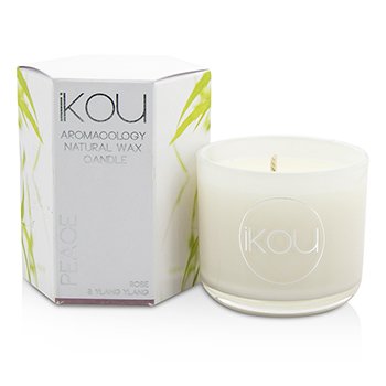 iKOU エコラグジュアリーアロマコロジーナチュラルワックスキャンドルグラス-ピース（ローズ＆イランイラン） (Eco-Luxury Aromacology Natural Wax Candle Glass - Peace (Rose & Ylang Ylang))
