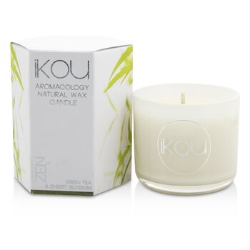 iKOU エコラグジュアリーアロマコロジーナチュラルワックスキャンドルグラス-禅（緑茶と桜） (Eco-Luxury Aromacology Natural Wax Candle Glass - Zen (Green Tea & Cherry Blossom))