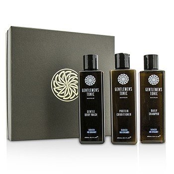 Gentlemens Tonic シャワーギフトセット：ジェントルボディウォッシュ250ml +デイリーシャンプー250ml +プロテインコンディショナー250ml (Shower Gift Set: Gentle Body Wash 250ml + Daily Shampoo 250ml + Protein Conditioner 250ml)