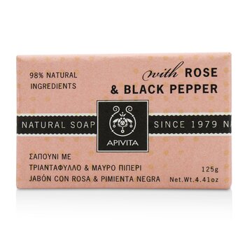 Apivita ローズ＆ブラックペッパー入りナチュラルソープ (Natural Soap With Rose & Black Pepper)