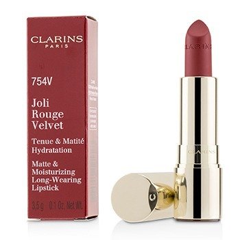 Clarins ジョリルージュベルベット（マット＆モイスチャライジングロングウェアリップスティック）-＃754Vディープレッド (Joli Rouge Velvet (Matte & Moisturizing Long Wearing Lipstick) - # 754V Deep Red)