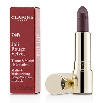 Clarins ジョリルージュベルベット（マット＆モイスチャライジングロングウェアリップスティック）-＃744Vプラム (Joli Rouge Velvet (Matte & Moisturizing Long Wearing Lipstick) - # 744V Plum)