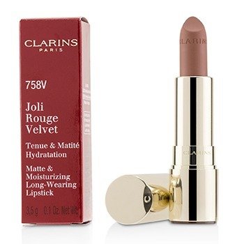 Clarins ジョリルージュベルベット（マット＆モイスチャライジングロングウェアリップスティック）-＃758Vサンディピンク (Joli Rouge Velvet (Matte & Moisturizing Long Wearing Lipstick) - # 758V Sandy Pink)