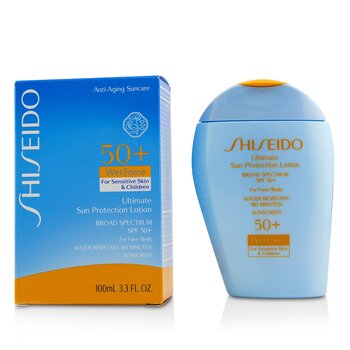 Shiseido 顔と体の究極の日焼け止めローションWetForceSPF50 +-敏感肌と子供向け (Ultimate Sun Protection Lotion WetForce For Face & Body SPF 50+ - For Sensitive Skin & Children)
