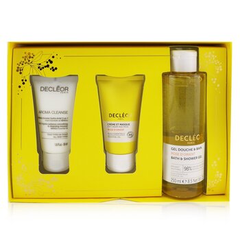 Decleor Infinite Soothing Rose Damascena Skincare Set: Aroma Cleanse Cleansing Mousse+ Day Cream & Mask+ Bath & Shower Gel