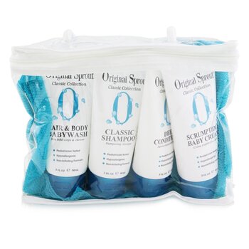 Classic Collection Deluxe Travel Kit: Shampoo 90ml + Conditioner 90ml + Baby Wash 90ml + Baby Cream 90ml + Washcloth 1pc