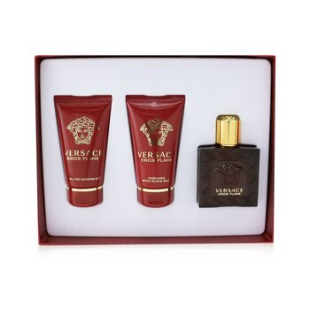 Versace Eros Flame Coffret: Eau De Parfum Spray 50ml +Perfumed Shower Gel 50ml + After Shave Balm 50ml