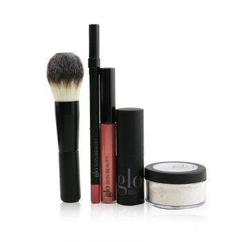 Glo Skin Beauty Ready, Set, Kiss Touch Up Kit (1x Mini Setting Powder, 1x Lip Pencil, 1x Lipstick, 1x Lip Gloss, 1x Brush)