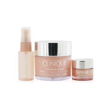 Clinique Moisture Surge Set: Moisture Surge 100H 125ml+ All About Eyes 15ml+ Moisture Surge Face Spray Thirsty Skin Relief 30ml