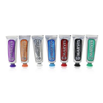 Marvis マービス歯磨き粉セット-フレーバーコレクション：7xミニ歯磨き粉25ml（ホワイトニング、リコリス、ジャスミン、ジンジャー、クラシック、シナモン、アクアティック） (7pcs Toothpaste Set - Flavour Collection)