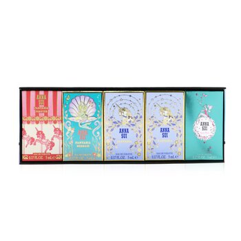 Anna Sui Compact Miniature Coffret: Secret Wish Eau De Toilette 5ml + Fantasia Eau De Toilette 5ml x2 + Fantasia Mermaid Eau De Toilette 5ml + Fantasia Forever Eau De Toilette 5ml