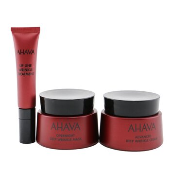 Ahava The Power of Love Apple Of My Eye Set: Deep Wrinkle Cream 50ml+ Deep Wrinkle Mask 50ml+ Lip Wrinkle Treatment 15ml+ Bag