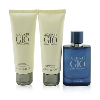 Giorgio Armani Acqua Di Gio Profondo Coffret: Eau De Parfum Spray 40ml + All Over Body Shampoo 75ml + After Shave Balm 75ml