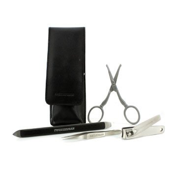 Tweezerman Essential Grooming Kit: Fingernail Clipper + Facial Hair Scissors + Nail Cleaner + Splinter Removal
