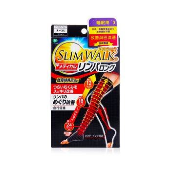 SlimWalk Medical Lymphatic Compression Socks, Long Type - # Black (Size: S-M)
