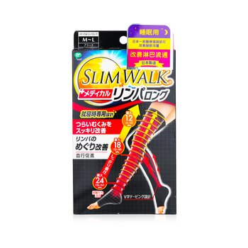 SlimWalk Medical Lymphatic Compression Socks, Long Type - # Black (Size: M-L)