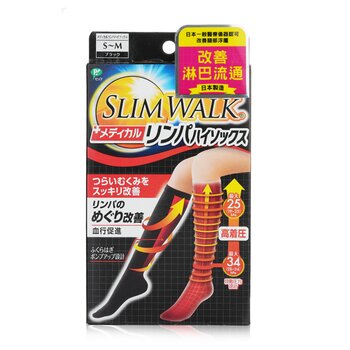 SlimWalk Medical Lymph Outing High Socks, Compression Socks - # Black (Size: S-M)