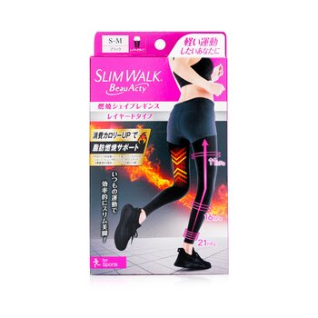 SlimWalk Compression Leggings with Taping Function for Sports - # Black (Size: S-M)
