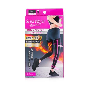 SlimWalk Compression Leggings with Taping Function for Sports - #Black (Size: M-L)