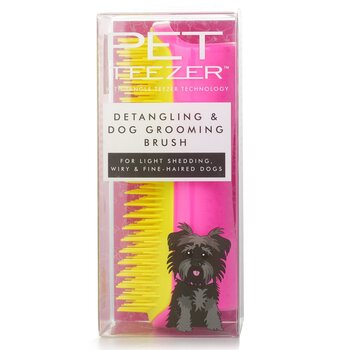 Tangle Teezer Detangling & Dog Grooming Brush (For Light Shedding, Wiry & Fine Haired Dogs) - # Pink / Yellow