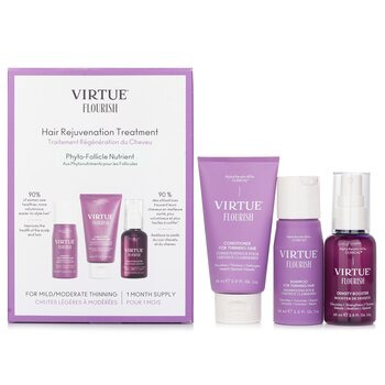 Virtue Flourish Hair Rejuvenation Treatment Set (1 Month Supply): Virtue Flourish Shampoo+Conditioner+Density Booster