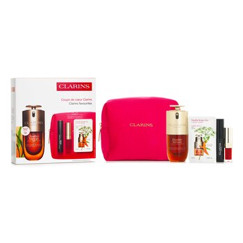 Clarins Favourites Set: Double Serum 30ml+Lip Comfort Oil - # 03 1.4ml+Wonder Volume Mascara XXL 3ml+Double Serum Eye Sample 0.9ml