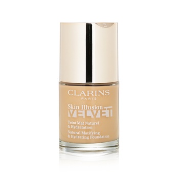 Clarins スキン イリュージョン ベルベット ナチュラル マティファイング アンド ハイドレイティング ファンデーション - # 110N Honey (Skin Illusion Velvet Natural Matifying & Hydrating Foundation - # 110N Honey (Box Damaged))