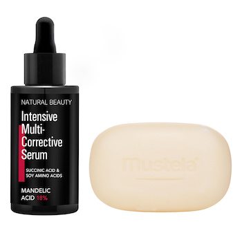 Mustela ムステラ - ジェントルソープ With コールドクリーム 100g X ナチュラル ビューティ - Intensive Multi-Corrective Serum - Mandelic Acid 18% (Exp Date: 03/2026) 35ml (Mustela Gentle Soap With Cold Cream 100g X Natural Beauty Intensive Multi-Corrective Serum - Mandelic Acid 18% (Exp Date: 12/2025) 35ml)