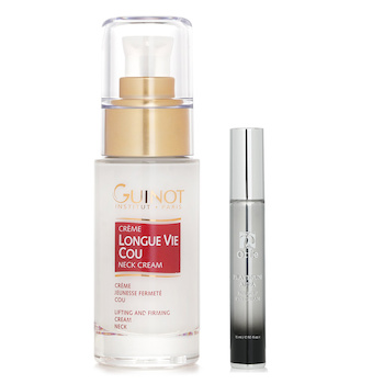 Guinot ギノー - ロング　ヴィ　クー 30ml X オッティー - プラチナ オーラ ロールアップ アイクリーム 15ml (Guinot Longue Vie Cou Firming Vital Neck Care30ml X Ottie Platinum Aura Roll Up Eye Cream 15ml)