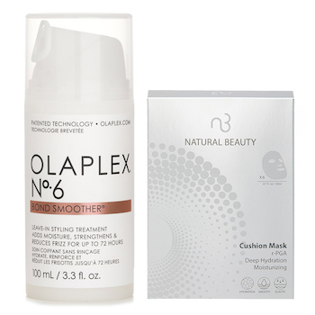 Olaplex オラプレックス - No.6 ボンドスムーサー 100ml X ナチュラル ビューティ - r-PGA ディープ ハイドレーション 保湿 クッション マスク 6x 20ml (Olaplex No. 6 Bond Smoother 100ml X Natural Beauty r-PGA Deep Hydration Moisturizing Cushion Mask (Exp Date: 01/2026) 6x 20ml)