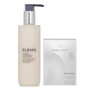 Elemis Elemis Dynamic Resurfacing Facial Wash 200ml X Natural Beauty r-PGA Deep Hydration Moisturizing Cushion Mask (Exp Date: 01/2026) 6x 20ml
