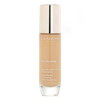 Clarins エバーラスティング ロングウェアリング & ハイドレーティング マットファンデーション - # 110N ハニー(Box Slightly Damaged) (Everlasting Long Wearing & Hydrating Matte Foundation - # 110N Honey(Box Slightly Damaged))