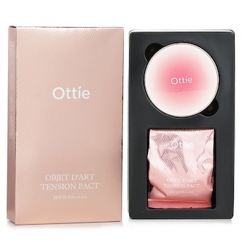 Ottie オジェ ダール テンション パクト SPF50 PA++++ と リフィル #23 ナチュラル (Objet D’art Tension Pact SPF50 PA++++ & Refill  # 23 Natural)